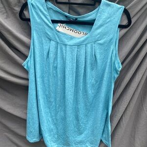 BloomChic Blue Pleated Sleeveless Tank Top